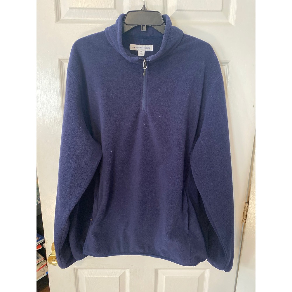 Amazon Essentials Mens XXL Navy Blue Quarter Zip Polar Fleece Pullover Jacket
